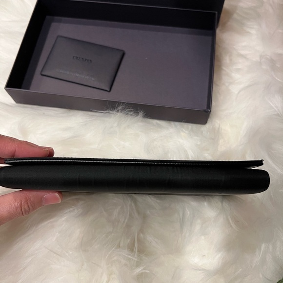 Prada Tessuto Nylon Saffiano Flap Wallet in Black with Box - Picture 6 of 10